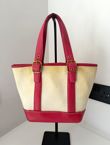 Vintage coach straw tote with - vintage,