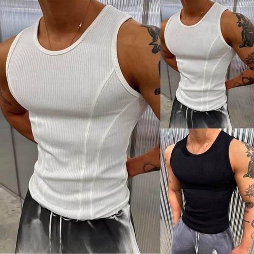 Men casual ribbed vest - ribbed,
