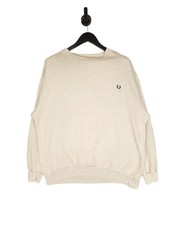 Y2K Fred Perry Sweatshirt Size XL In Cream Men's Small Logo Crew Neck Jumper