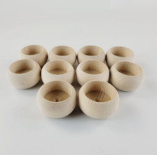 Wooden Candle Holders, Set of 10 Round, Natural Wood, - Decoupage / Unpainted