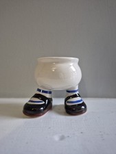 Vintage Carlton Ware Walking Egg Cup With Black Shoes and Blue and White Socks 