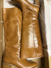 ZARA BROWN LEATHER BLOCK HEEL