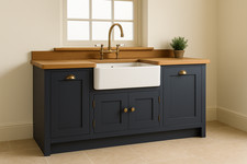 Handmade Solid Wood Kitchen Cabinet | Hague Blue | Belfast Sink | FREE Delivery