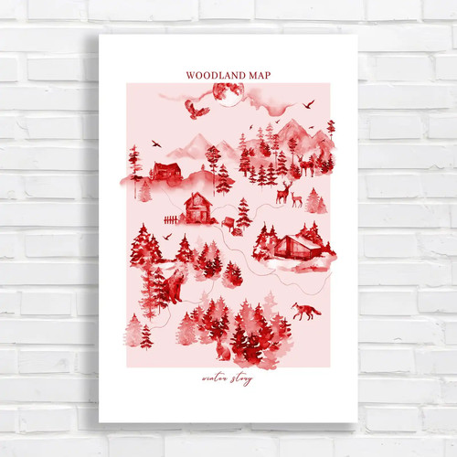Watercolor woodland landscape - watercolor,