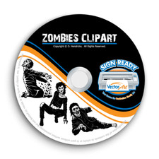 ZOMBIES CLIPART-VECTOR CLIP ART-VINYL CUTTER PLOTTER IMAGES &T-SHIRT GRAPHICS CD