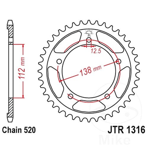 Rear sprocket tooth 520 - jt,