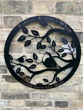 40cm Wall Art Black Robins Appear When Loved Ones Are Near Garden Home Gift
