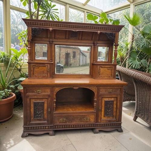 Large antique oak mirrored - oak,