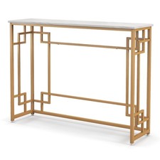 Modern Console Table Faux Marble Narrow Entryway Hallway Table Accent Desk 110cm