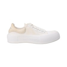 Alexander McQueen Womens Sneakers Fabric White Comfort Low Top Size 38.5