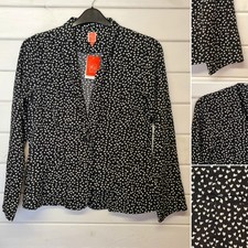 Miss Captain Hearts Summer Blazer Uk 12 Womens Black Top White Hearts Jacket 