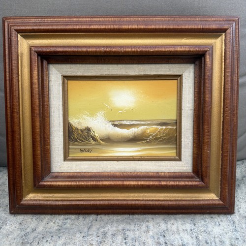 Oil painting ocean waves warm - ocean,