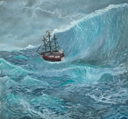 Stormy sea ship seascape - sea,