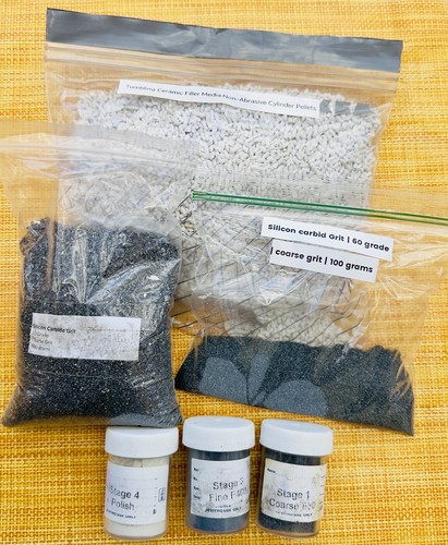 Rock tumbling grit set - tumbling,