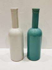 Pair Of Pottery Bottle Shape Vases - Stem Vase - Decorative - 26cm Height