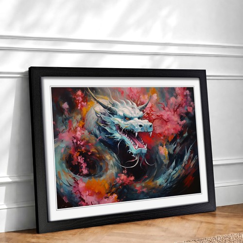Chinese dragon abstract - abstract, framed