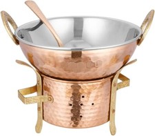 Serving Dish Tea Light( Candle) Food Warmer dish &  Shegari Kadai Hammer Copper