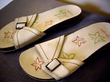 WRANGLER  WHITE LEATHER FLAT CORK SOLED  MULES  SLIDES SANDALS UK 8 VGC