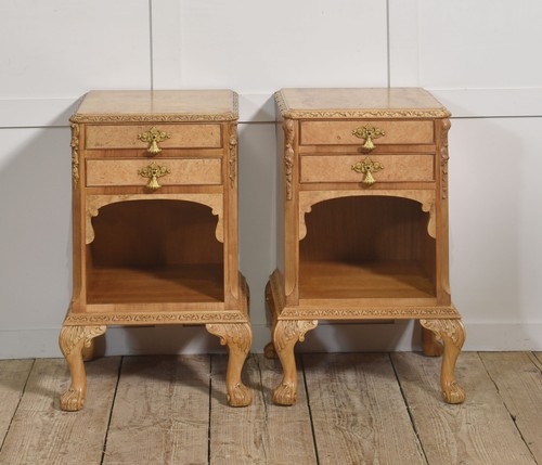 Pair burr walnut - walnut, bedside