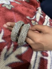 Girls Diamanté Silver Bangles