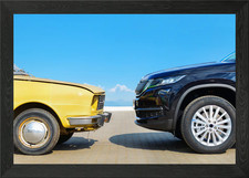 old car new car Framed Wall