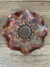 Stunning Carnival Glass Fenton Emerald Concord Bowl 8.5" No Chips or Cracks