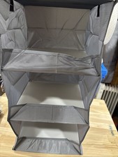 Grey 3-Shelf Hanging Wardrobe Organiser Fabric Collapsible Storage Unit