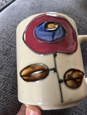 Otagiri Style Mug Speckled Stoneware Mid Century Vintage Handpainted Foreign  