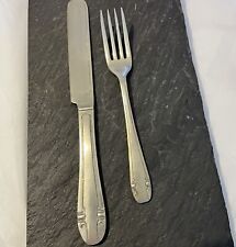 Child Size Cutlery Set Antique Vintage Gift Art Nouveau Nickel Silver Wear White