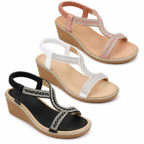 Womens rhinestone low wedge - womens,