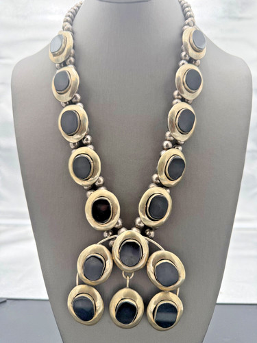 Vintage silver plated - plated, onyx