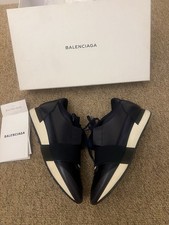 Authentic Balenciaga Tess Goma navy leather sneakers size UK6/39 Eur Great Cond
