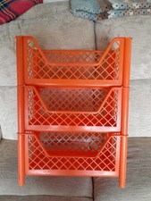 Vintage 3 Tier Plastic Vegetable Rack Orange Kitchen Storage