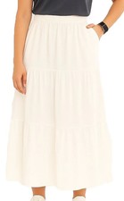 Women's Summer A Line Maxi Skirt 2 Pockets Pleated Frills High Waist Casual Wear