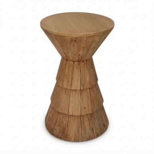 Wooden side table pedestal - side,