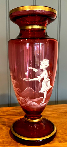 Large cranberry glass mary - large,