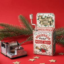 Hand crank christmas music box - christmas,