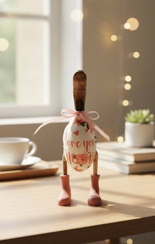 Wooden duck with wellies mum - with, |