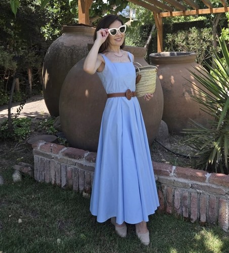 Zara cotton poplin godet - poplin, midi