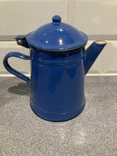 Vintage Blue French Enamel Coffee Pot 7 Inches High