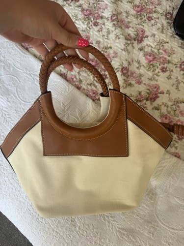 Beige and cream beach bag - cream,