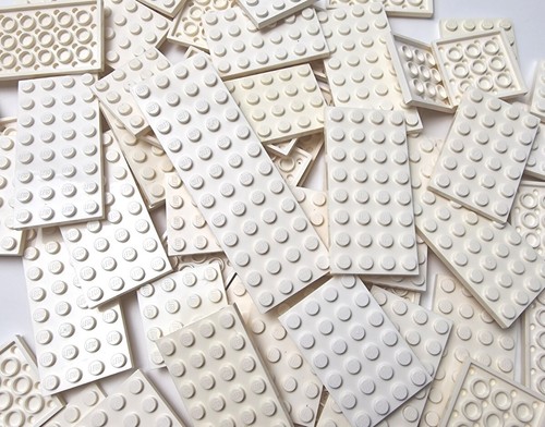 Lego white plates flat bricks - white,