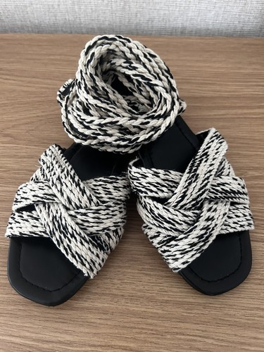 Next sandals black cream - &,