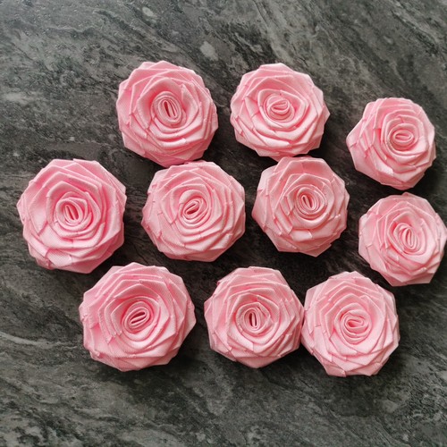 10x satin ribbon roses buds - satin,