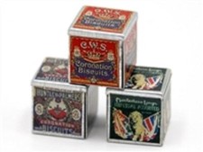 Dolls House Old Fashioned Biscuit Tins Miniature Vintage Kitchen Shop Accessory