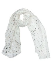 Ladies Womens Girls Gold Stars Print Foil Print Neck Scarf Black Navy Red White