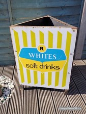 Genuine Triangular Litter Bin with Enamel Signs R. White's Soft Drinks 29"x 22"