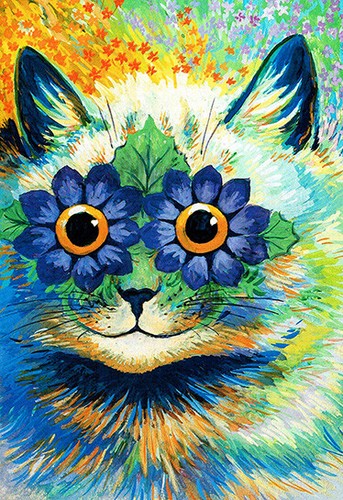 Art louis wain blue - art, cat