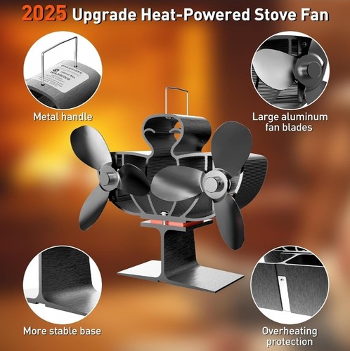 Wood stove fan heat powered - fan,