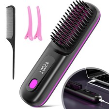 Portable Straightener Brush Cordless Hair Straightener Comb with 3 Heat Settings